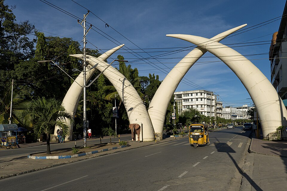 The iconic tusks of Mombasa situated at the entrance of the city of Mombasa.