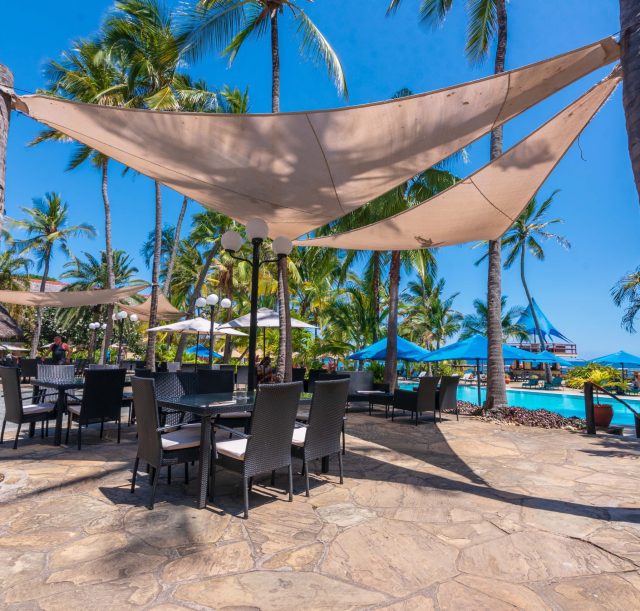 A restaurant just besides the pool at Bahari beach hotel, Mombasa, Nyali.