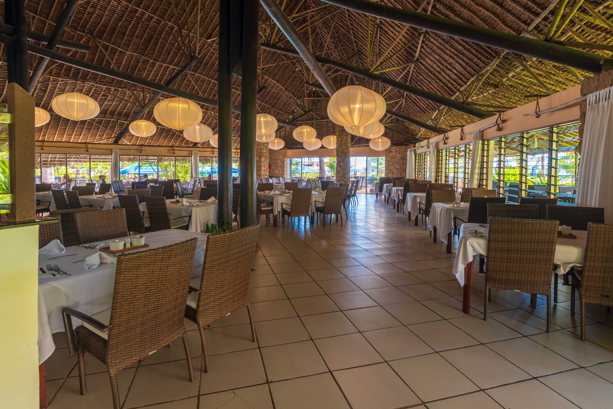 The main restaurant at Bahari beach hotel, Mombasa, Nyali.