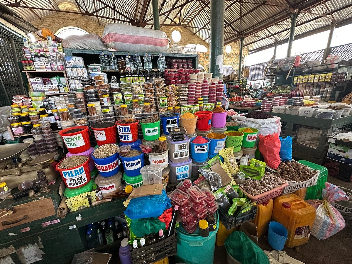 An image of a variety of spices sold at mackinnon market mombasa.